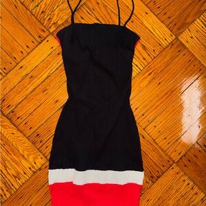 Bodycon Black white Red colorblock cut out spaghetti strap Revolve Dress